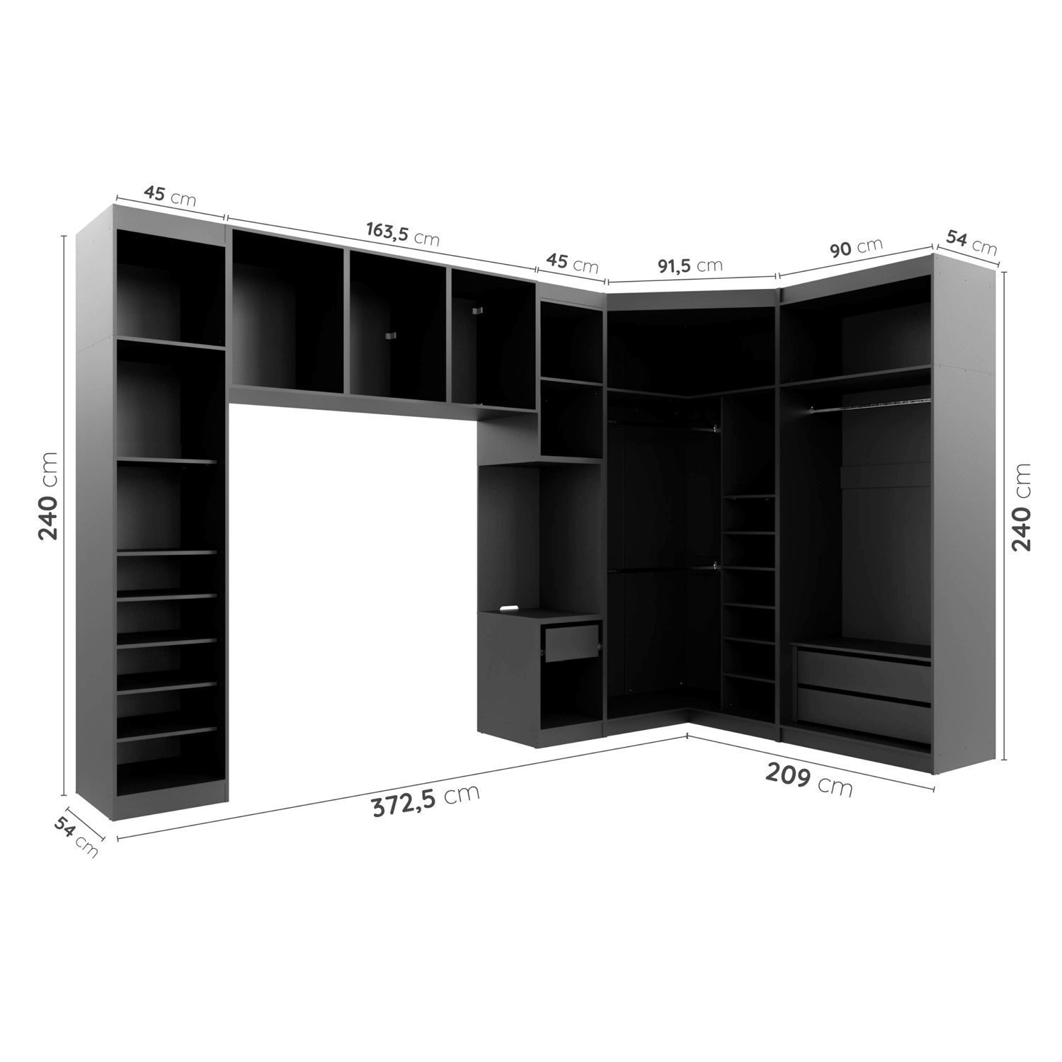 Guarda Roupa Modulado de Casal 10 Portas 5 Peças e 1 Mesa de Cabeceira Hera CabeCasa MadeiraMadeira - 5