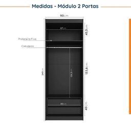 Guarda Roupa Modulado de Casal 10 Portas 5 Peças e 1 Mesa de Cabeceira Hera CabeCasa MadeiraMadeira - 10