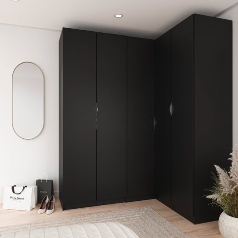 Guarda Roupa Modulado de Canto 5 Portas 3 Peças Hera CabeCasa MadeiraOriginals