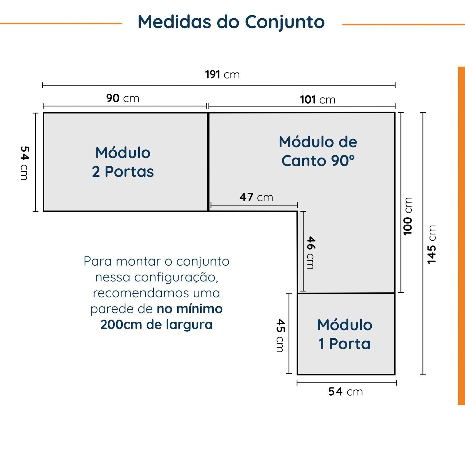 Guarda Roupa Modulado de Canto 5 Portas 3 Peças Hera CabeCasa MadeiraMadeira - 4