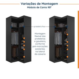 Guarda Roupa Modulado de Canto 5 Portas 3 Peças Hera CabeCasa MadeiraMadeira - 11