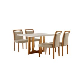 Mesa de Jantar Tampo de Madeira Vitoria com 4 Cadeiras Safira - 2