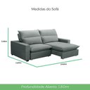 Ver imagem 4 de Sofá Retrátil e Reclinável 2 Lugares 2,60m Andreza Veludo Lansofbr Cinza
