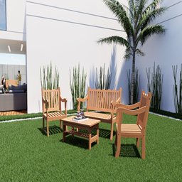 Conjunto para Jardim Curvato de Madeira Eucalipto 4 Peças - 3