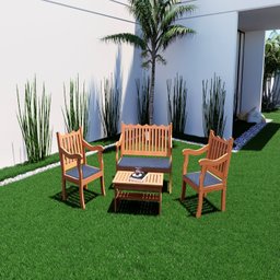 Conjunto para Jardim Curvato de Madeira Eucalipto 4 Peças - 1
