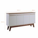 Ver imagem 3 de Buffet Aparador Atta Quatro Portas com Pés de Madeira Off White Amadeirado