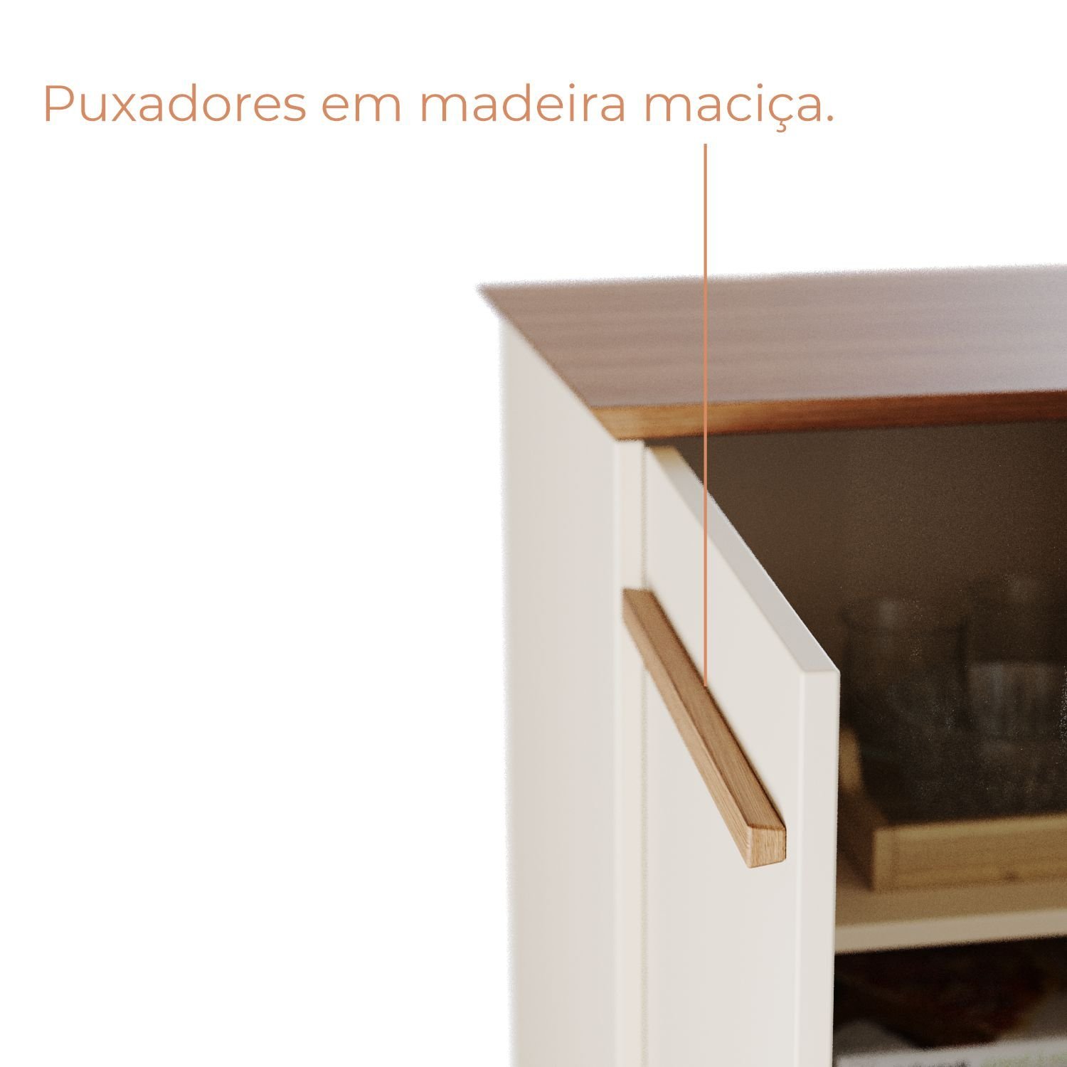 Buffet Aparador Atta Quatro Portas com Pés de Madeira - Cinza Off White - 7