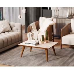 Mesa de Centro Retangular Dubai Off White/freijó - 1