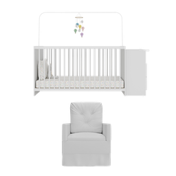 Berço Cômoda com Poltrona de Amamentação Meu Bebê Multimóveis MP4072 Branco - 6