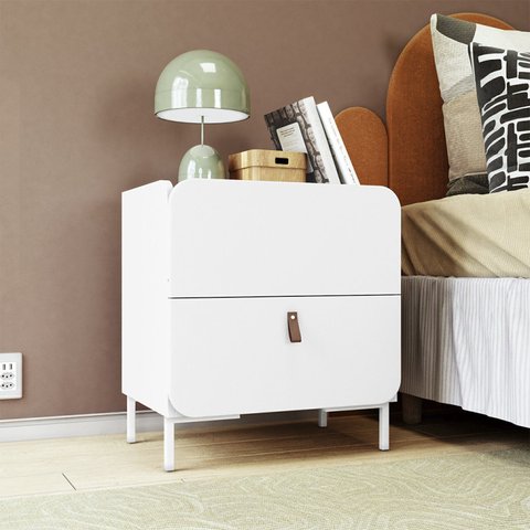 Mesa de Cabeceira 2 Gavetas Branco