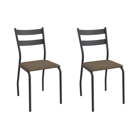 Cadeira Sala de Jantar Bali 2c141prf Aço Kit 2 Un Preto/suede Cappuccino - Kappesberg