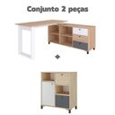 Ver imagem 2 de Conjunto 2 Peças para Escritório com Escrivaninha Next e Balcão Nordik Carvalho Grafite Branco Marrom