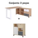 Ver imagem 2 de Conjunto 2 Peças para Escritório com Escrivaninha Next e Balcão Nordik Carvalho Grafite Branco Marrom Artany