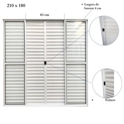 Porta Balcão de Alumínio 6 Folhas 210x 180cm com Fechadura Linha Modular - 3