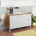 Ver imagem 2 de Balcão de Cozinha para Pia Gabriela 120cm 3 Portas 1 Gaveta sem Tampo Amêndoa/branco