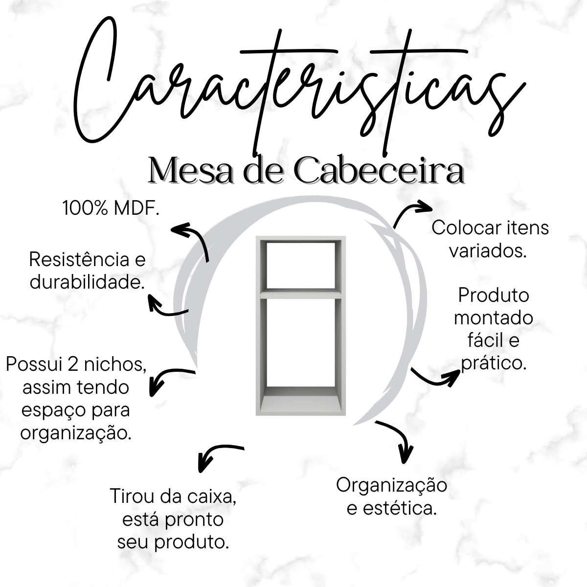 Mesa de Cabeceira Pequena 2 Nichos em Mdf Plancasa:cinza Cristal Tx - 8