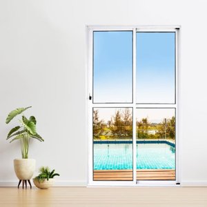 Porta Sacada de Alumínio 2 Folhas 210 X 120cm com Fechadura Linha 25