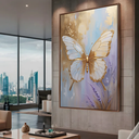 Ver imagem 1 de Quadro Decorativo Borboleta Dourada Lavanda Azul Elegante