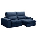 Ver imagem 5 de Sofá Retrátil 3 Lugares com Porta Copo 230cm Andes F05 Veludo Azul - Mpozenato