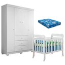 Ver imagem 1 de Berço Americano Lila e Guarda Roupa Duda 4 Portas Branco Brilho com Colchão Ortobom – Phoenix Baby
