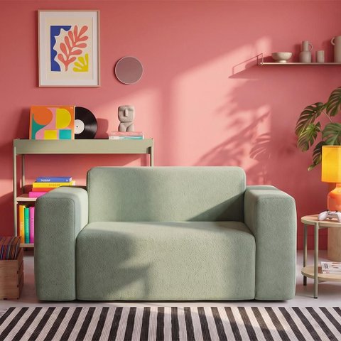Sofá 2 Lugares Sync Kappesberg 176cm Boucle Menta