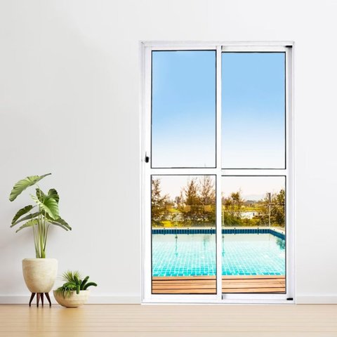 Porta Sacada de Alumínio 2 Folhas 210 X 150cm com Fechadura Linha 25