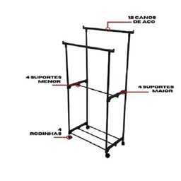Cabideiro Multiuso Ajustável com Lugar para Sapatos / Arara Dupla - 8