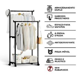Cabideiro Multiuso Ajustável com Lugar para Sapatos / Arara Dupla - 9
