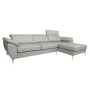Ver imagem 3 de Sofá de Couro Hannover 3 Lugares com Chaise Baú Direita - Soft Gray