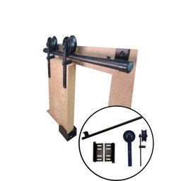 Kit p/ Porta Celeiro 2 Roldanas Aparente - Tubular 2,00 M - Preto - 1
