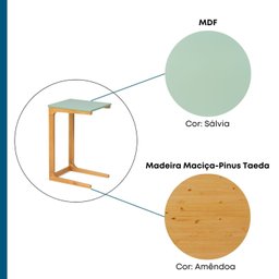 Mesa Lateral de Sofá em Madeira e MDF 40cm Bento Yescasa - 12