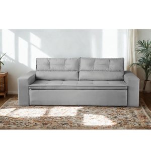 Sofá Retrátil e Reclinável 2 Lugares com Molas 1,50m Veneza Suede Cinza Mirra Decor