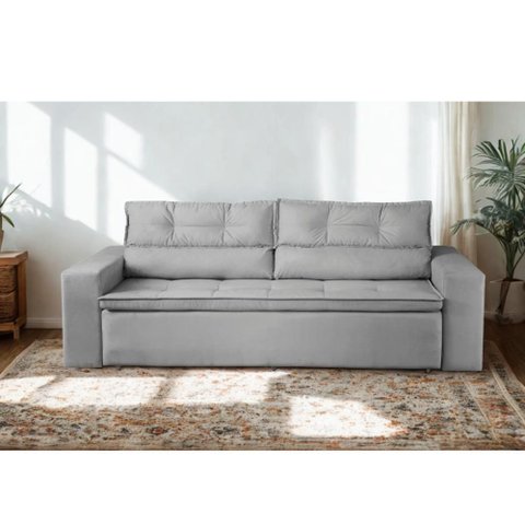 Sofá Retrátil e Reclinável 2 Lugares com Molas 1,50m Veneza Suede Cinza Mirra Decor