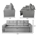 Ver imagem 3 de Sofá Retrátil e Reclinável 2 Lugares com Molas 1,50m Veneza Suede Cinza Mirra Decor