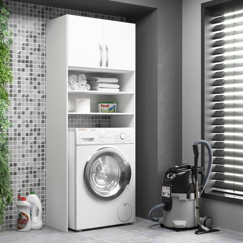 Armário Multiuso Lavanderia 2 Portas 3 Nichos