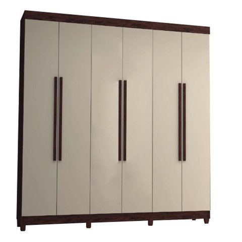 Guarda Roupa Elegance 6 Portas com Pes Imbuia/champanhe - Vlr