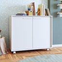 Ver imagem 1 de Balcão 2 Portas 1 Prateleiras 4 Pés com Rodízios Branco