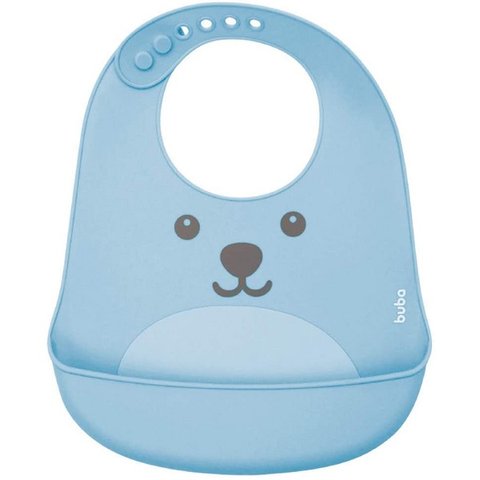 Babador de Silicone com Pega Migalhas Gumy Azul Buba