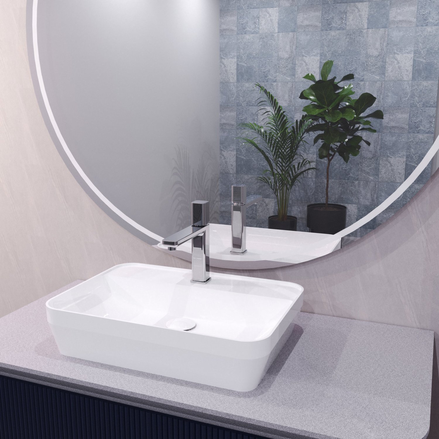 Cuba de Apoio Retangular 50x35x11cm Catena com Mesa Acqua Brasil - 2