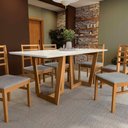 Ver imagem 3 de Conjunto Sala de Jantar Elisa em Madeira Maciça 6 Cadeiras Boucle Cinza