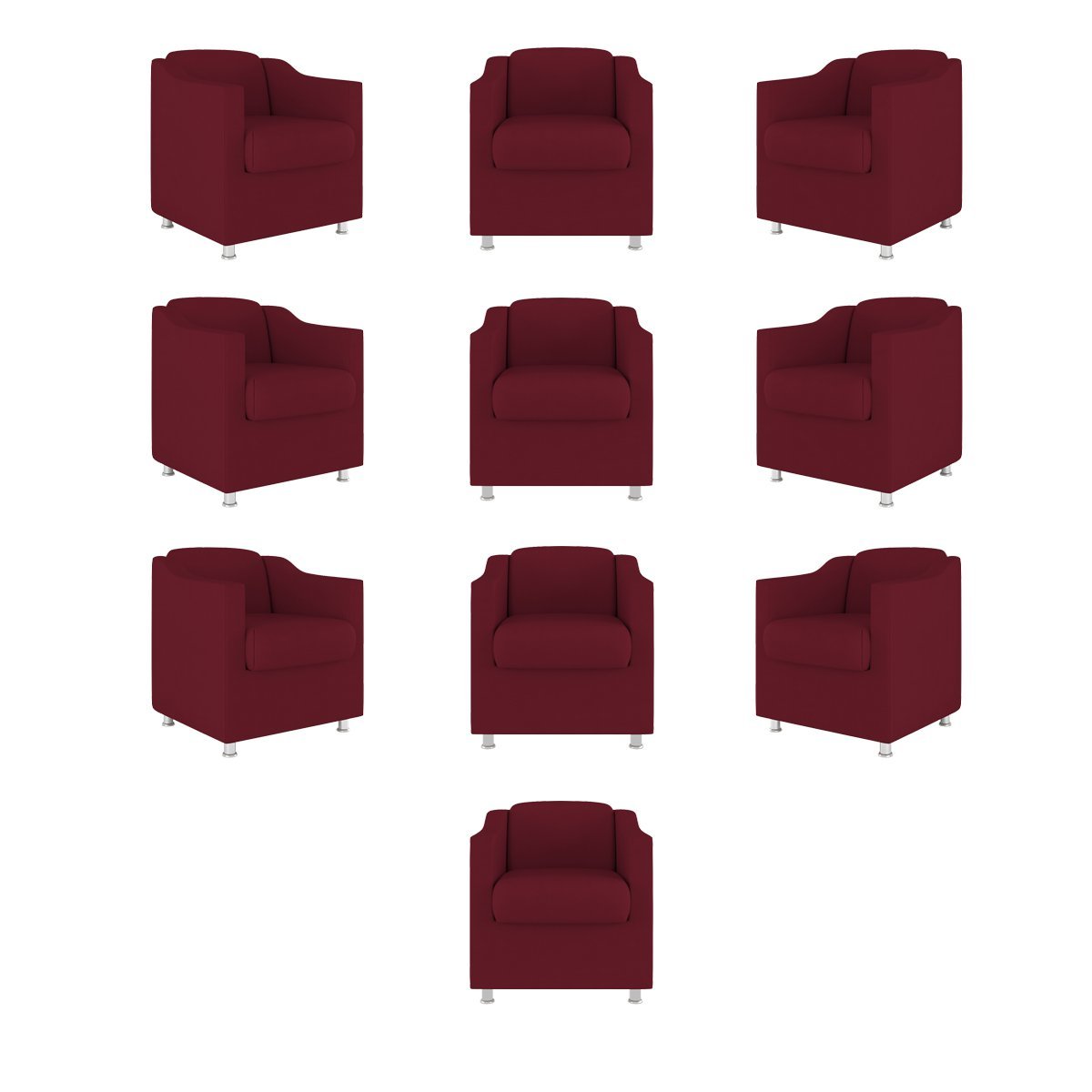 Kit 10 Poltronas Tilla Consultório Sala Tecido Suede Cor:Marsala