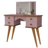 Penteadeira Camarim Infantil Mesa para Maquiagem com Espelho e Gaveta - 4