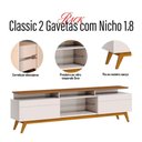 Ver imagem 3 de Rack Bancada Classic 2 Gavetas com Nicho 1.8 Off White Freijó Touch - Imcal