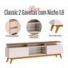 Rack Bancada Classic 2 Gavetas com Nicho 1.8 Off White Freijó Touch - Imcal - 3