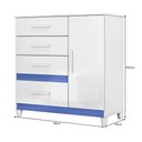Ver imagem 3 de Cômoda Sapateira Vênus 1 Porta e 4 Gavetas Flex Branco/azul com Pés - Moval