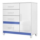 Ver imagem 2 de Cômoda Sapateira Vênus 1 Porta e 4 Gavetas Flex Branco/azul com Pés - Moval