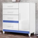 Ver imagem 1 de Cômoda Sapateira Vênus 1 Porta e 4 Gavetas Flex Branco/azul com Pés - Moval