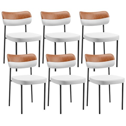 Kit 06 Cadeiras Decorativas para Sala de Jantar Melina L02 Facto Branco Couríssimo Camel - Lyam Deco
