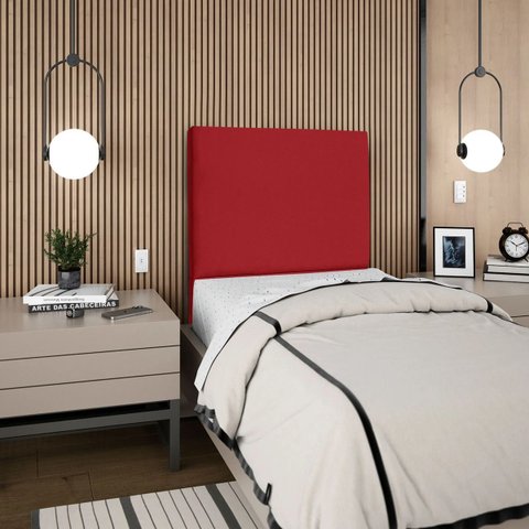 Cabeceira Cama Box Organica Solteiro 90cm Luna Suede C/frame Vermelho