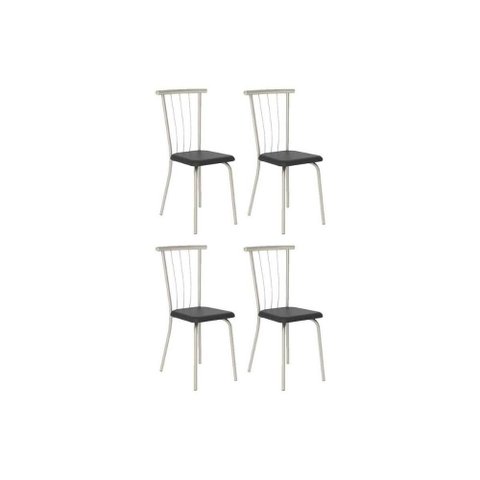 Cadeira Sala de Jantar 154 Aço Kit 4 Uni Prata/courano Preto - Carraro